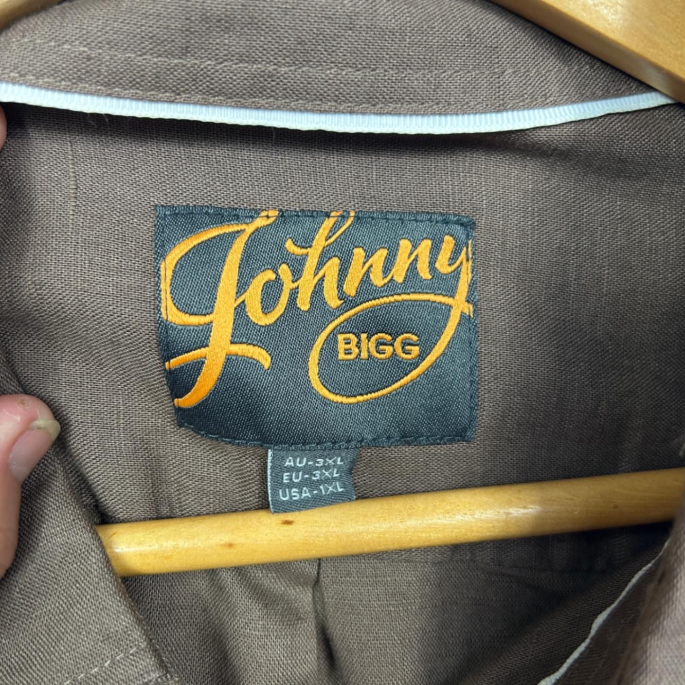 Johnny Bigg Long Sleeve Shirt Size 3XL Linen Blend Brown Chocolate