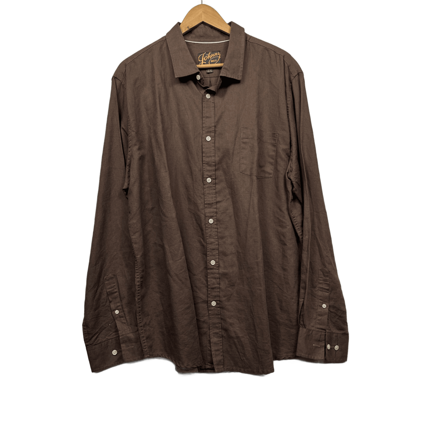 Johnny Bigg Long Sleeve Shirt Size 3XL Linen Blend Brown Chocolate