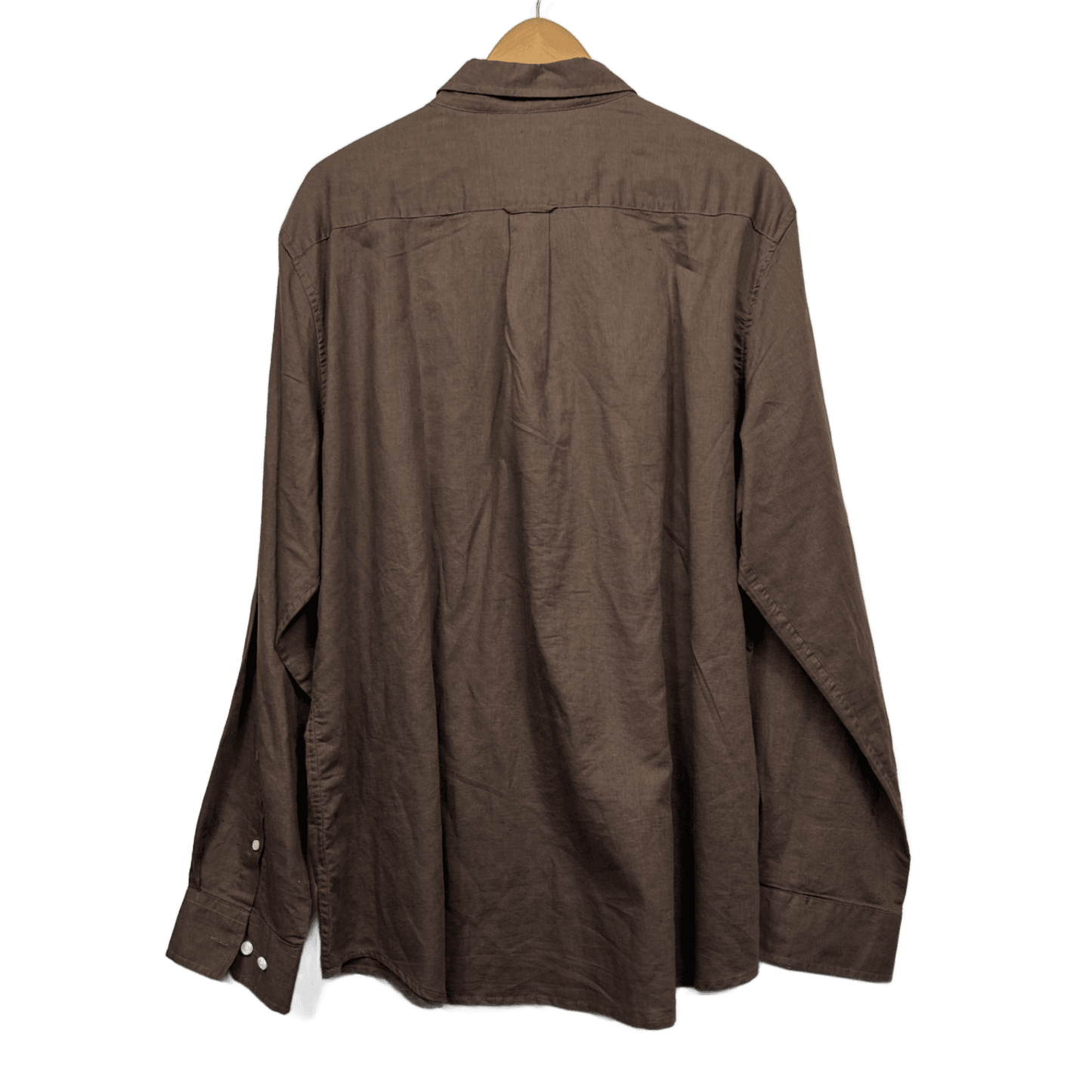 Johnny Bigg Long Sleeve Shirt Size 3XL Linen Blend Brown Chocolate