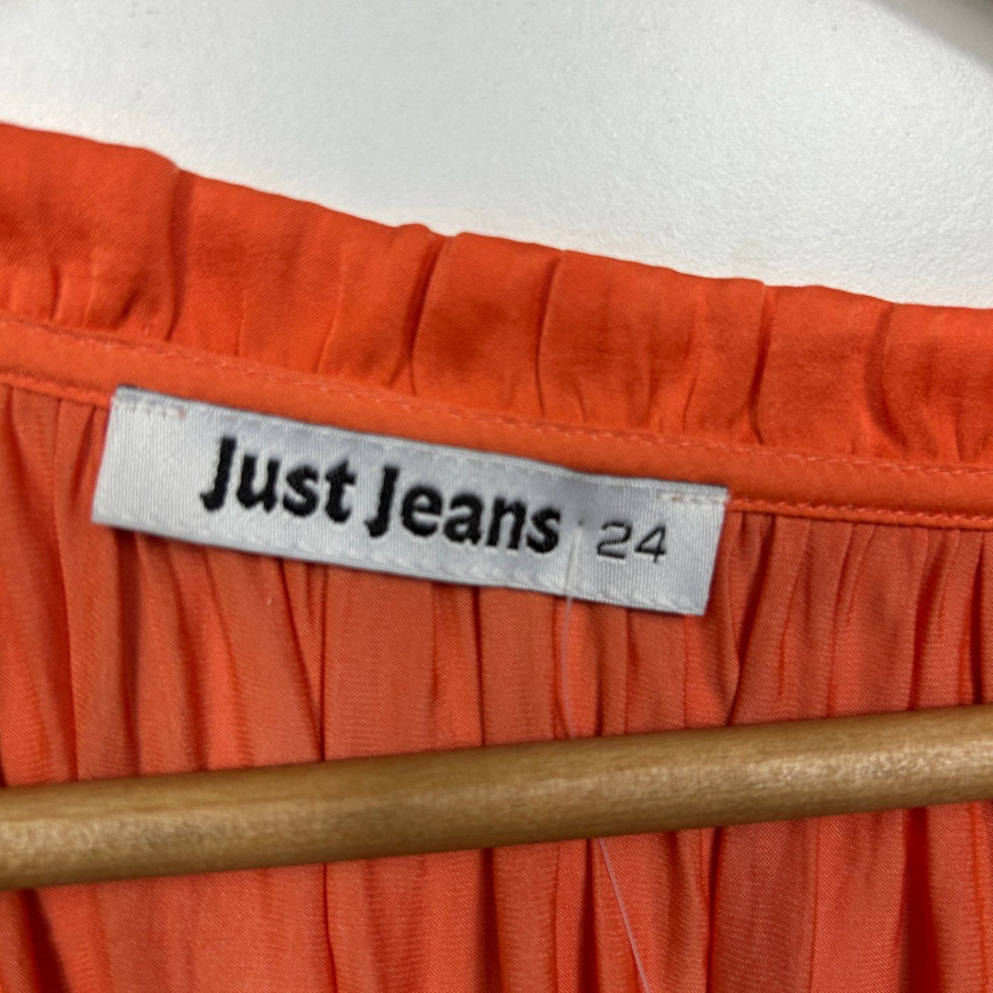 New Just Jeans Blouse Top Size 24 Orange Long Sleeve V-Neck Boho Crochet Trim