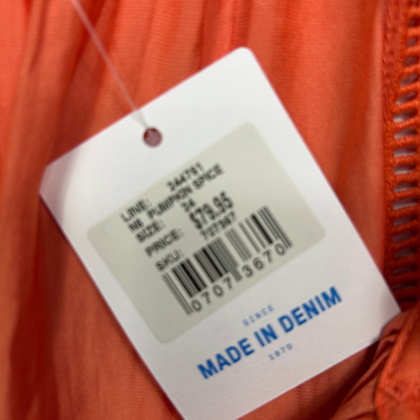 New Just Jeans Blouse Top Size 24 Orange Long Sleeve V-Neck Boho Crochet Trim