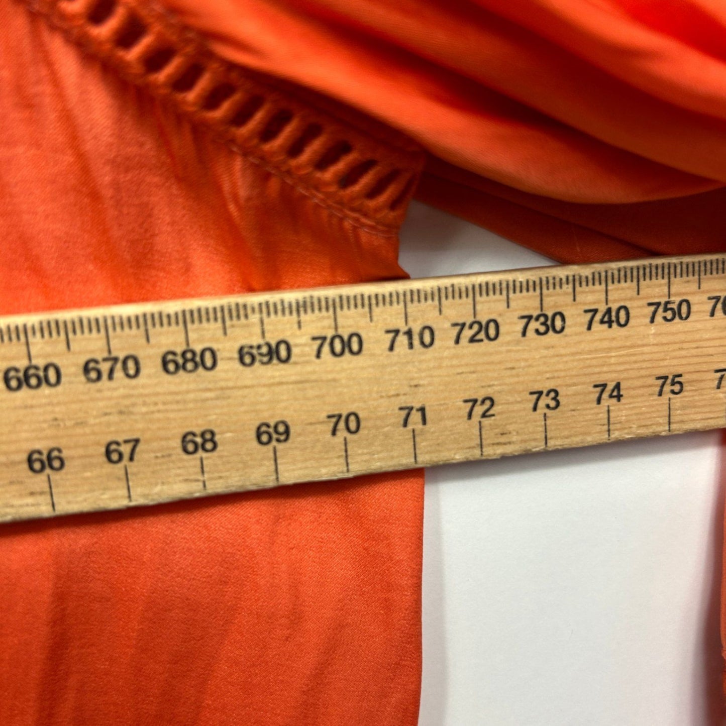New Just Jeans Blouse Top Size 24 Orange Long Sleeve V-Neck Boho Crochet Trim