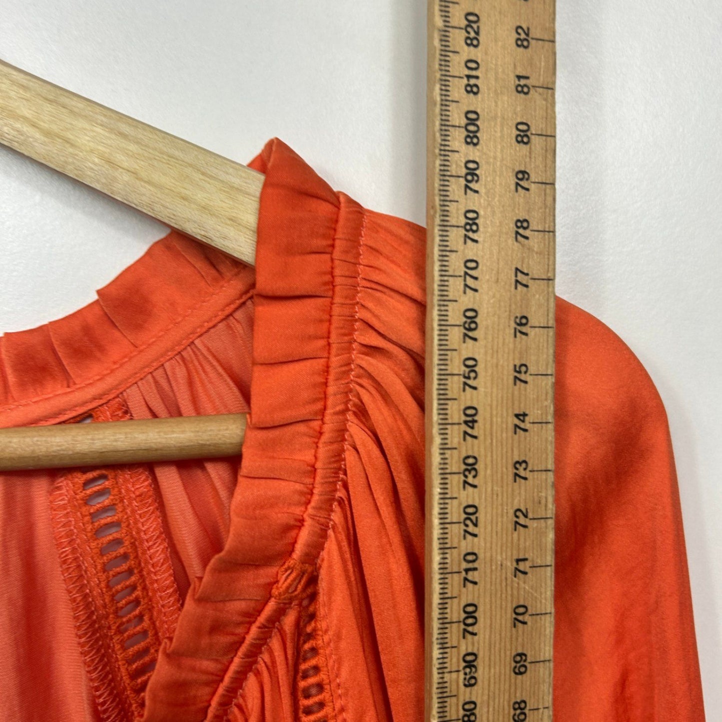 New Just Jeans Blouse Top Size 24 Orange Long Sleeve V-Neck Boho Crochet Trim