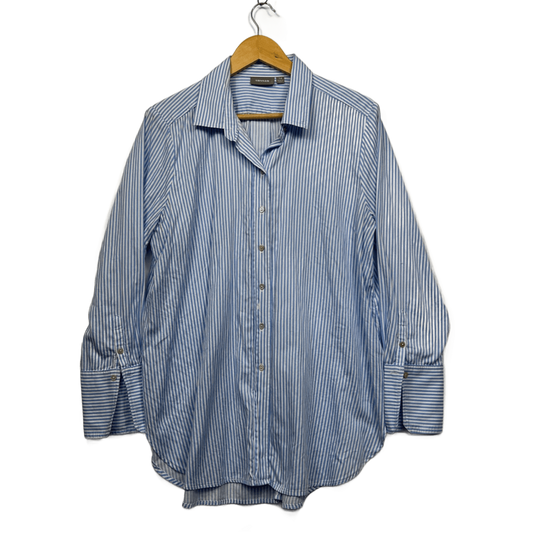 Sussan Long Sleeve Shirt Size 14 Cotton Blue White Striped Button Up