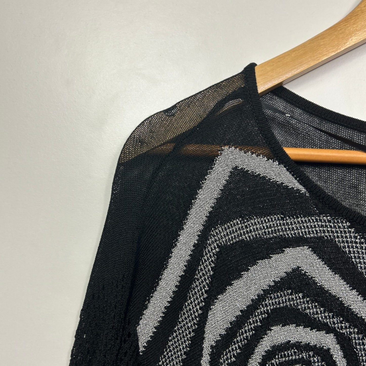 Taking Shape Black Sheer Knit Top Size 18 20 22 Geometric Layering Evening Wear