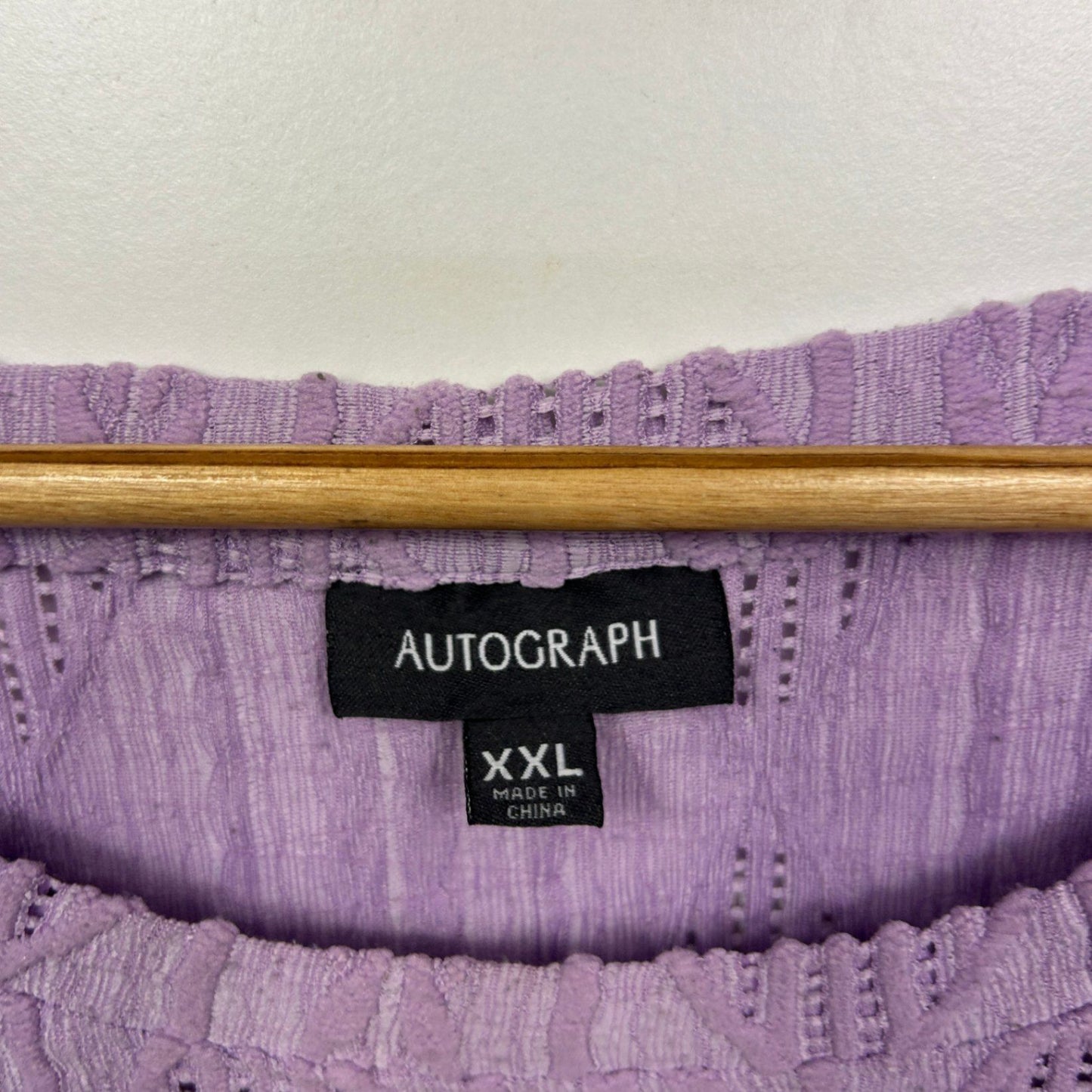 Autograph Top Size 22 24 26 Lilac Textured Knit Top Short Sleeve Stretch Soft Lightweight