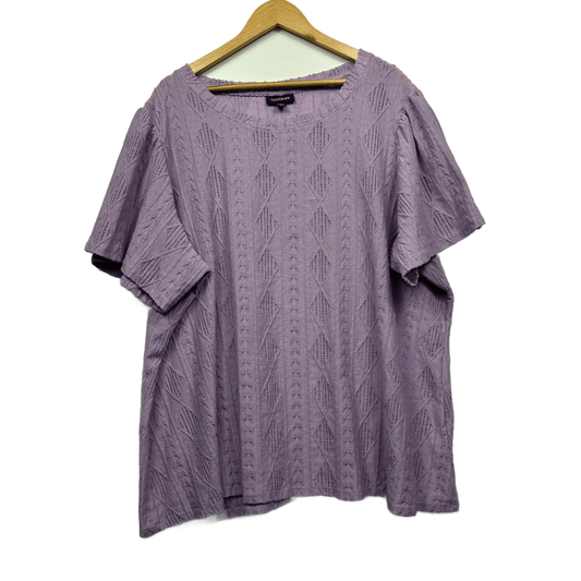 Autograph Top Size 22 24 26 Lilac Textured Knit Top Short Sleeve Stretch Soft Lightweight