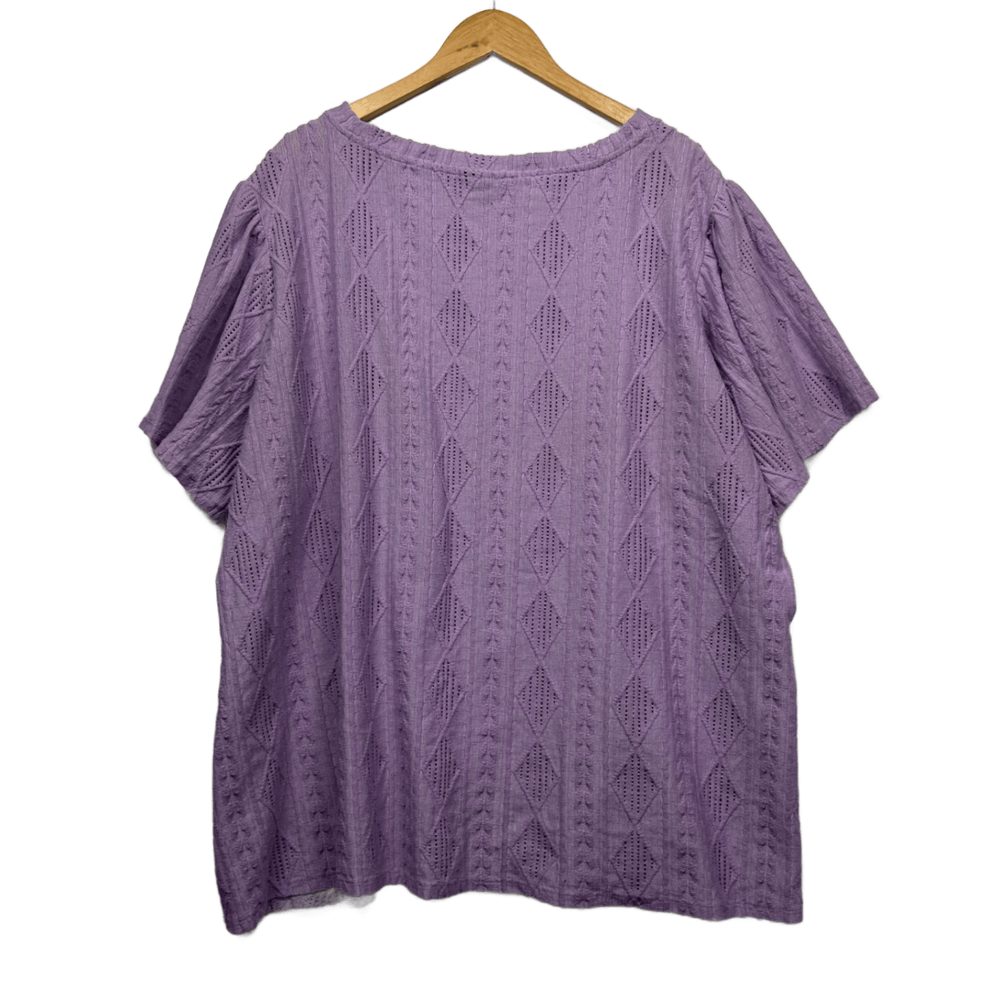 Autograph Top Size 22 24 26 Lilac Textured Knit Top Short Sleeve Stretch Soft Lightweight