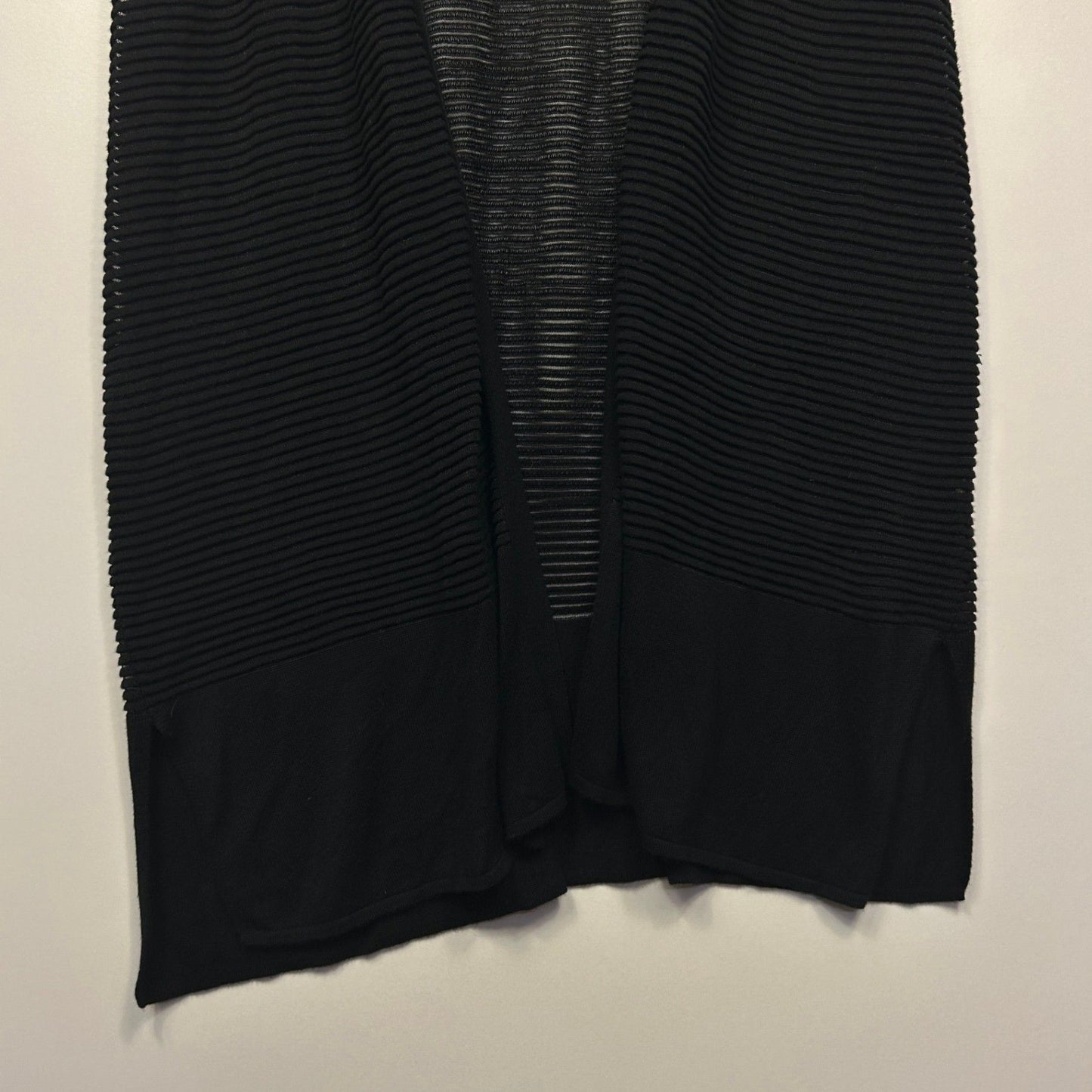 Millers Black Sheer Drape Vest Cardigan Size 16-18 Sleeveless Lightweight Layering Open