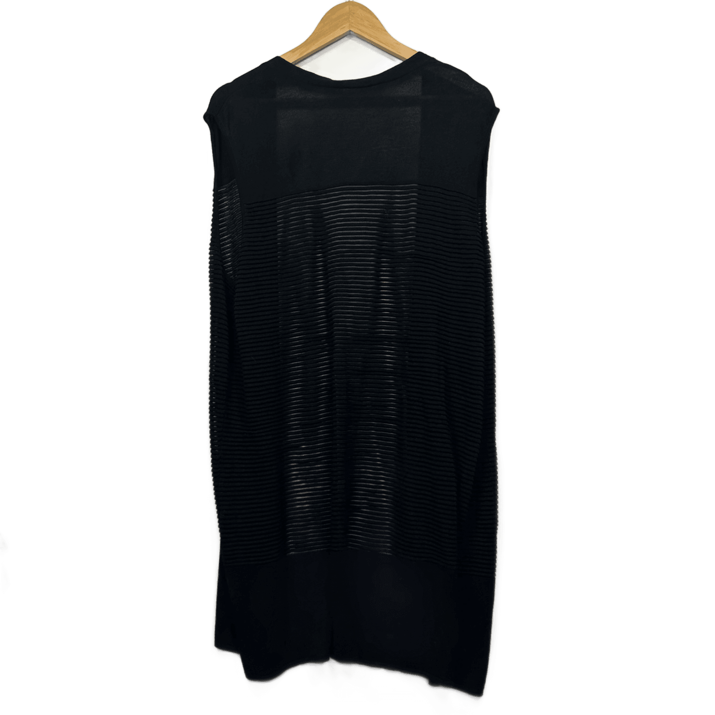 Millers Black Sheer Drape Vest Cardigan Size 16-18 Sleeveless Lightweight Layering Open