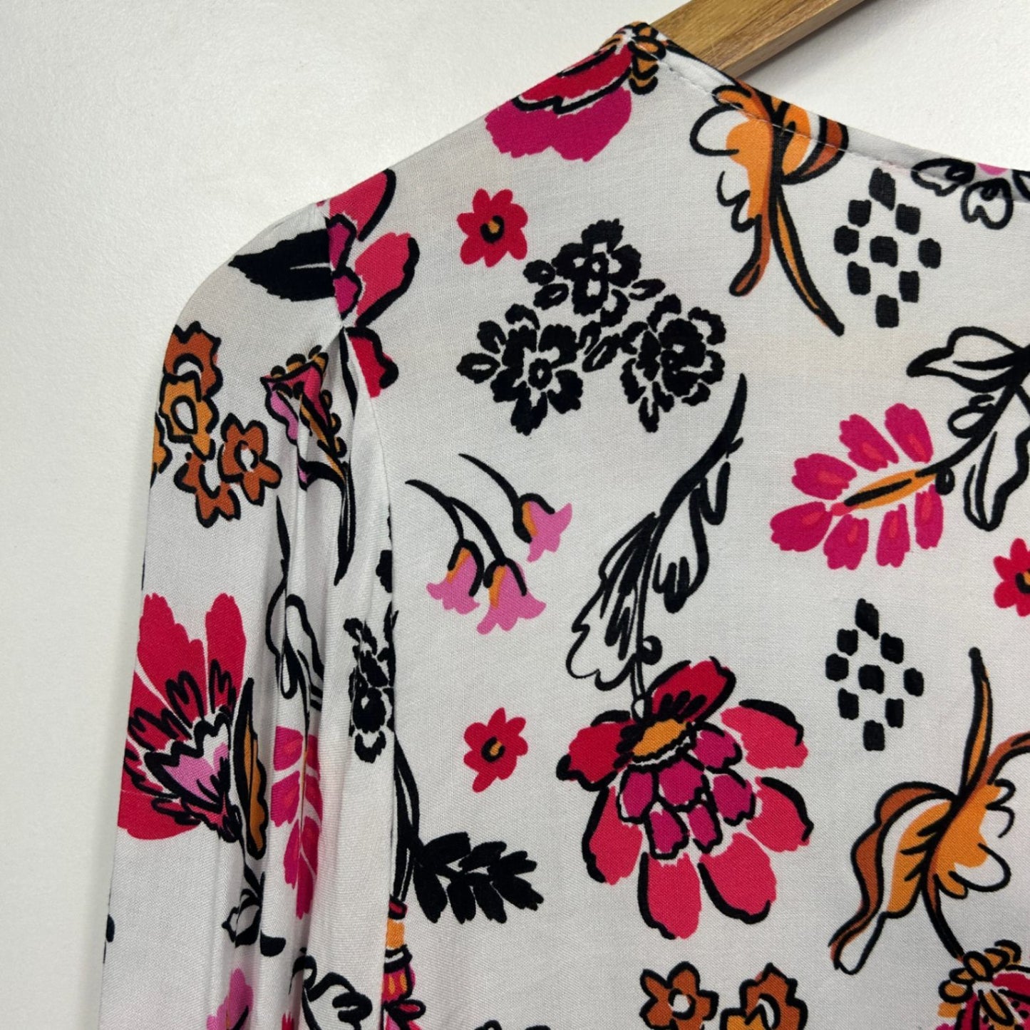 Rockmans Long Sleeve Blouse Size 16 Boho Floral Multicoloured