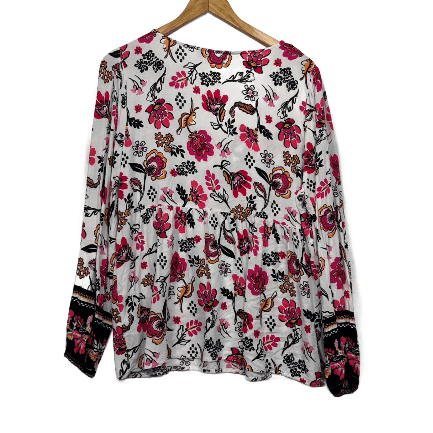 Rockmans Long Sleeve Blouse Size 16 Boho Floral Multicoloured