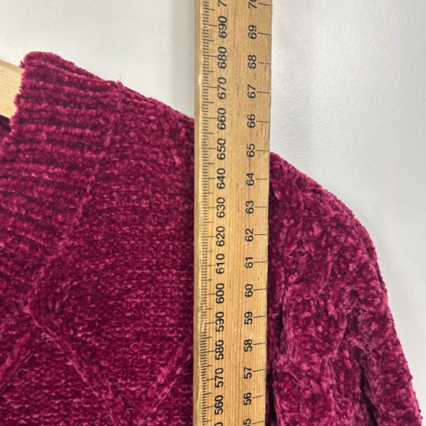 Rockmans Chenille Cable Knit Jumper Size 16 18 Berry Red Soft Cozy Sweater