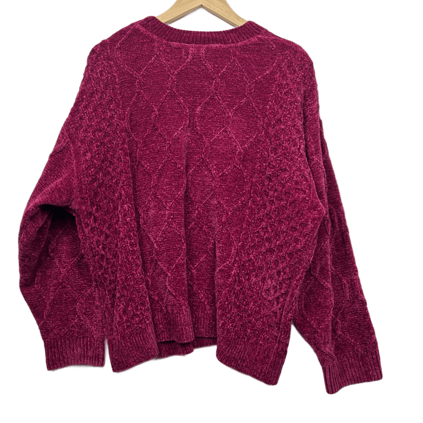 Rockmans Chenille Cable Knit Jumper Size 16 18 Berry Red Soft Cozy Sweater