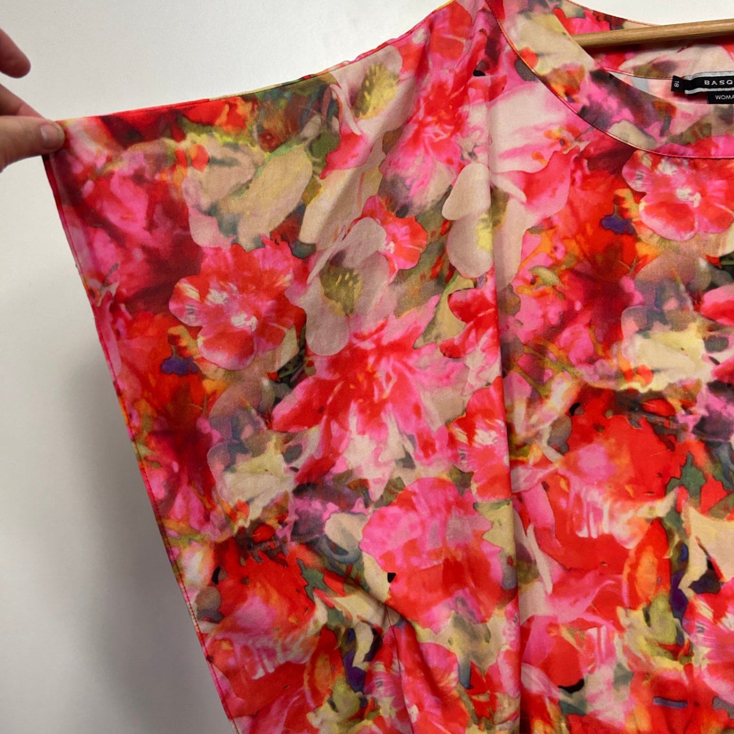 Basque Kaftan Top Size 18 Multicoloured Floral Short Sleeve