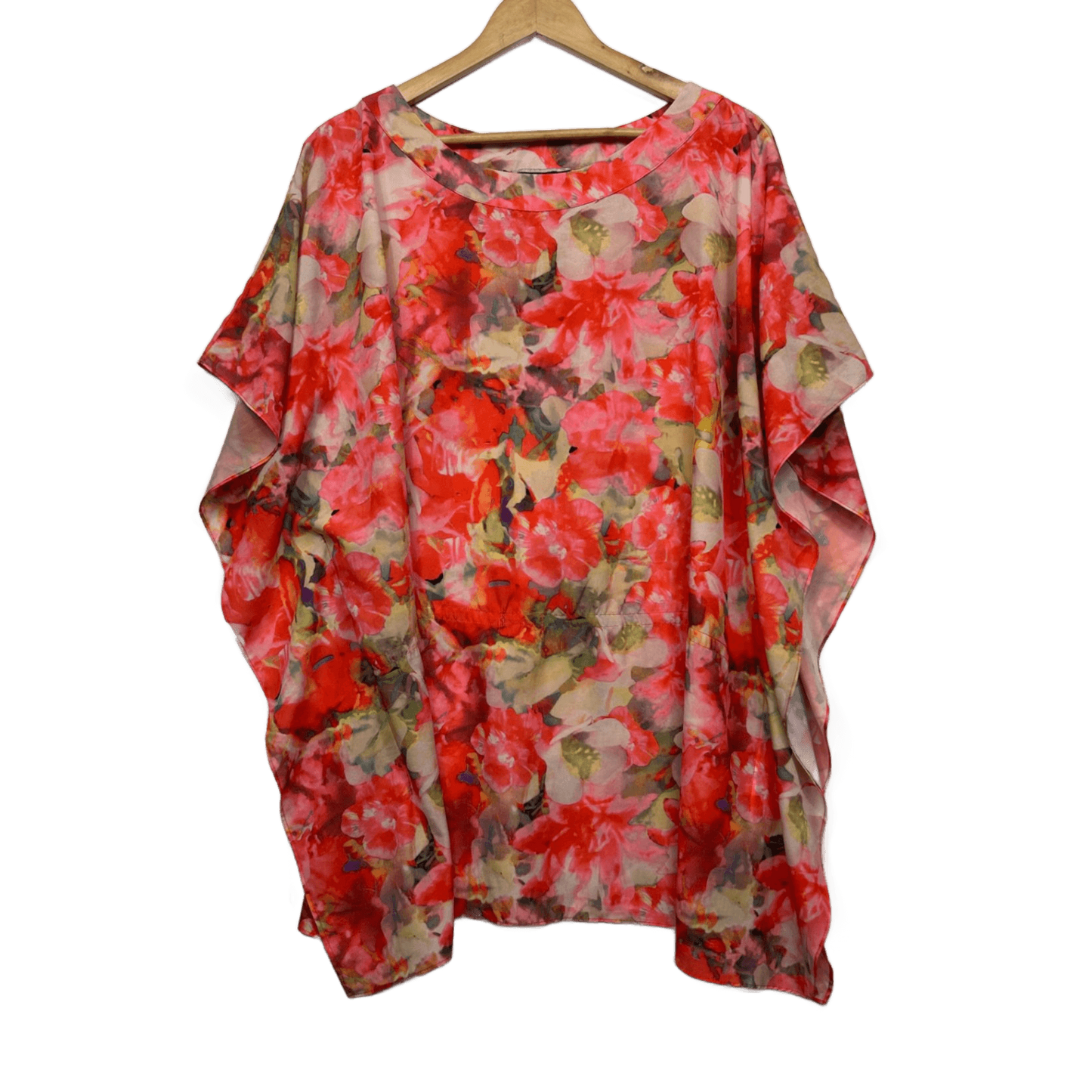 Basque Kaftan Top Size 18 Multicoloured Floral Short Sleeve