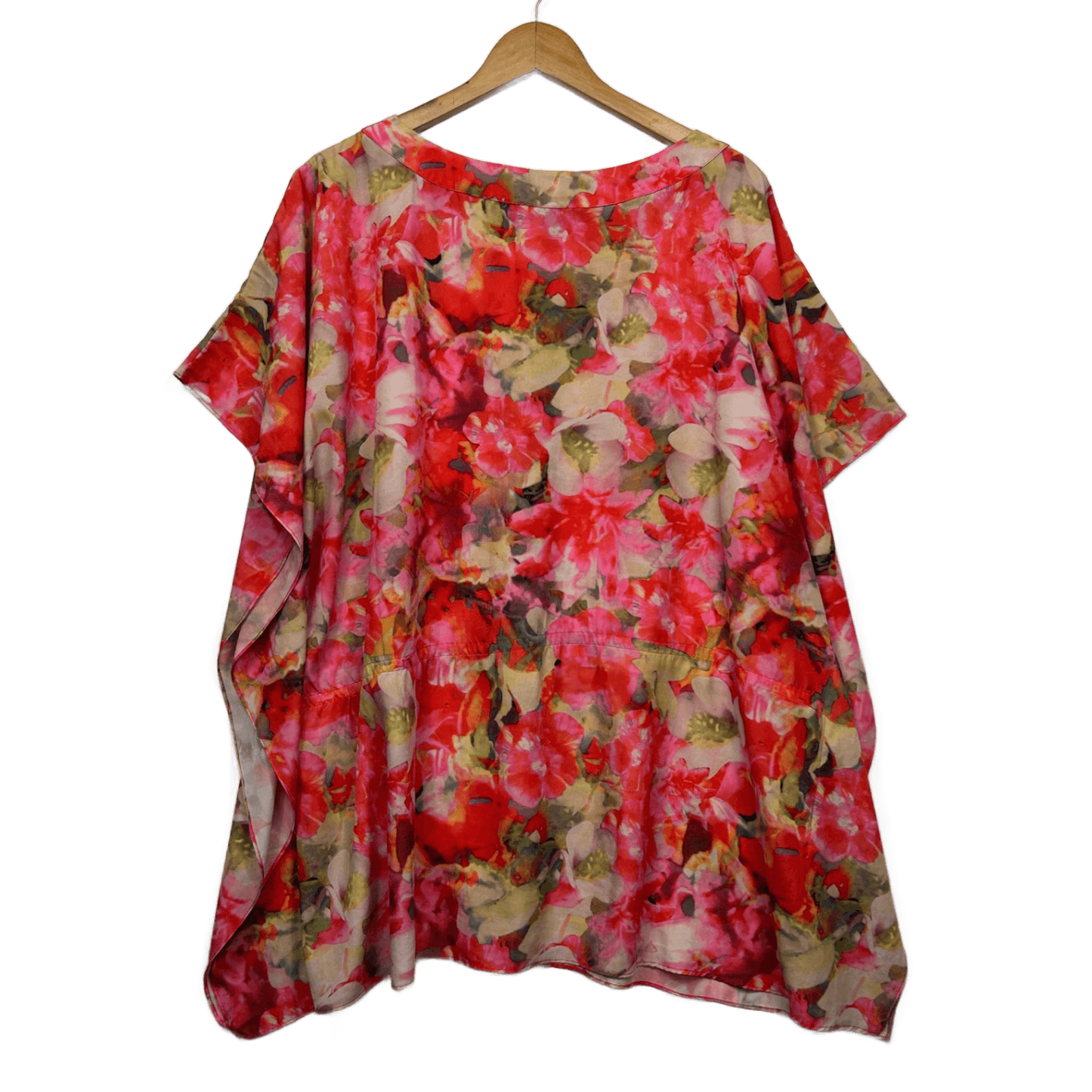 Basque Kaftan Top Size 18 Multicoloured Floral Short Sleeve