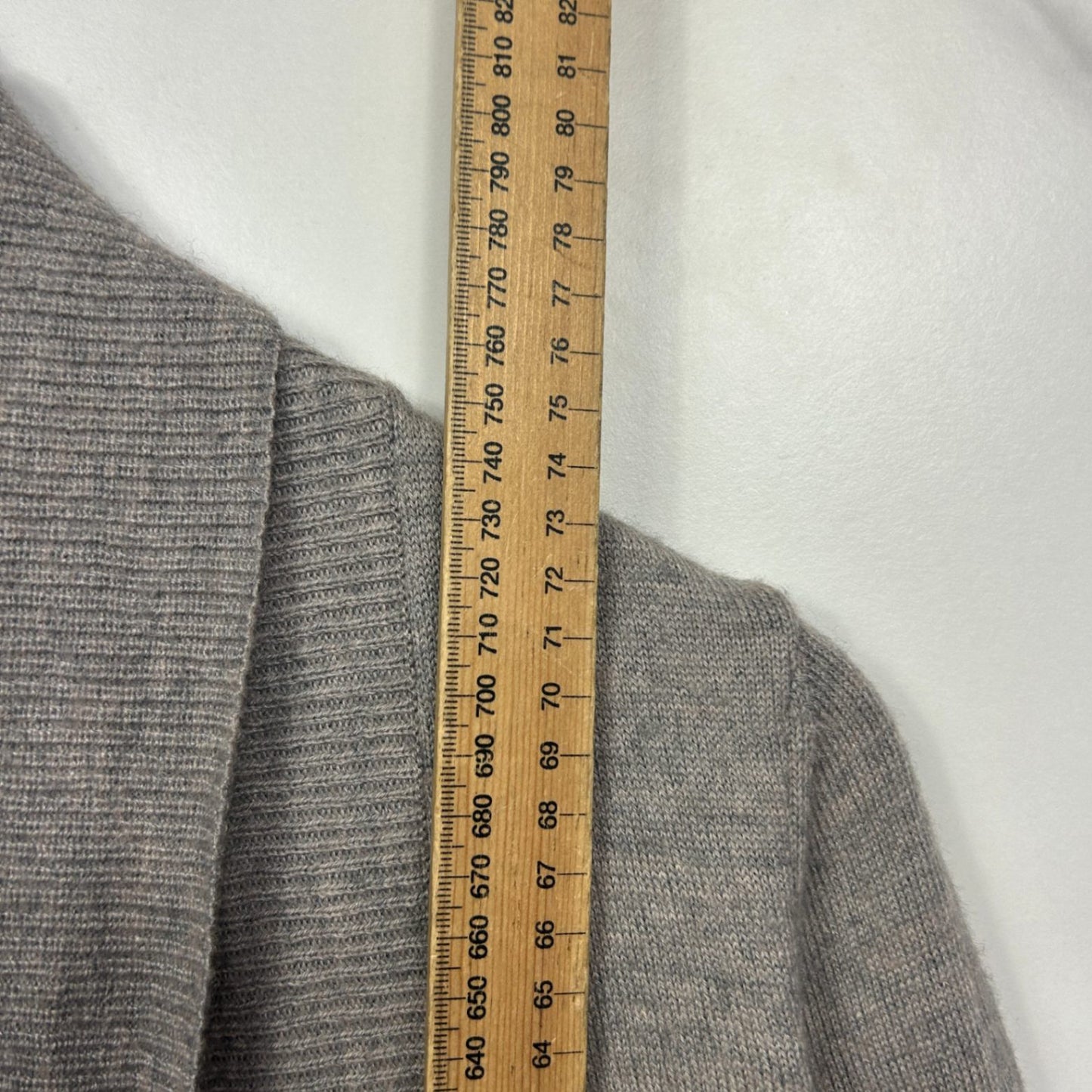 Tahari Merino Wool Blend Cardigan Jumper Size 14 16 Grey Long Sleeve Pockets