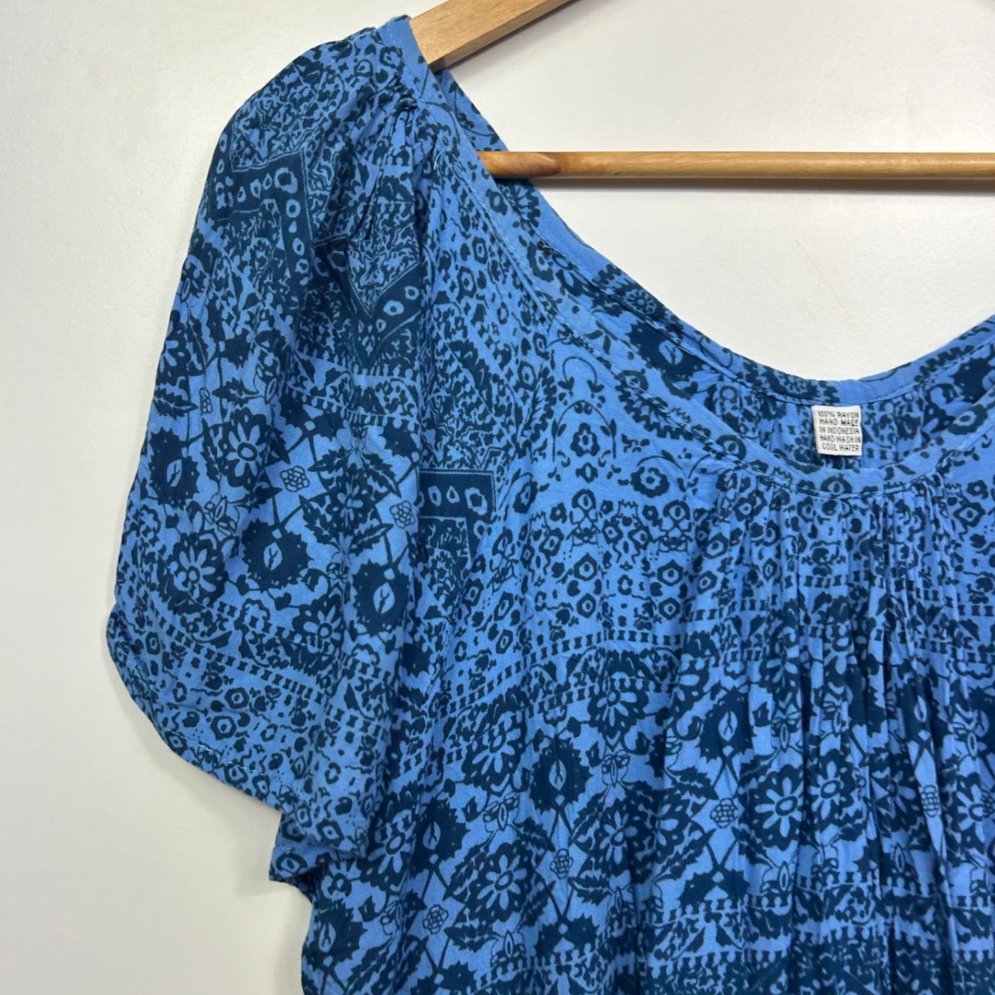 Boho Dress Size Size 14 16 Purple/Blue Short Sleeve Rayon