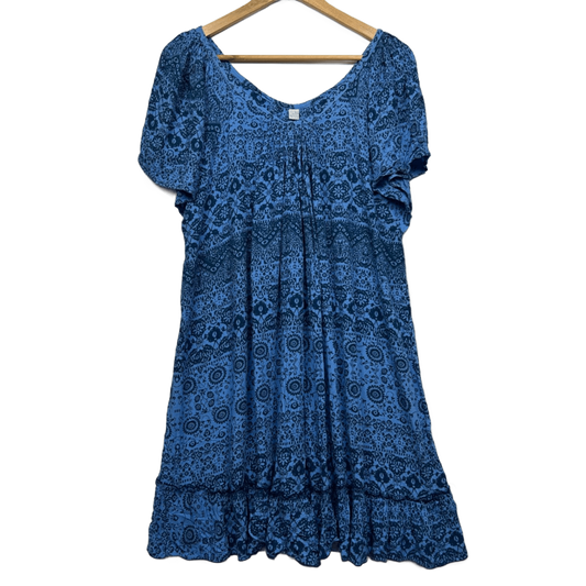 Boho Dress Size Size 14 16 Purple/Blue Short Sleeve Rayon