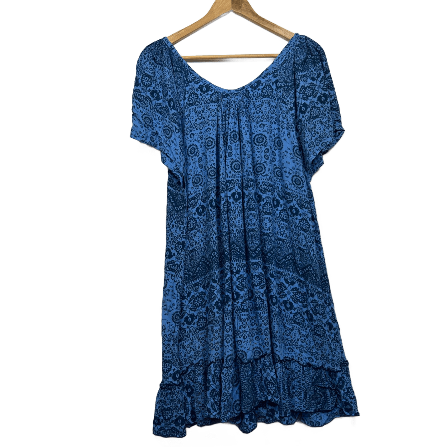 Boho Dress Size Size 14 16 Purple/Blue Short Sleeve Rayon