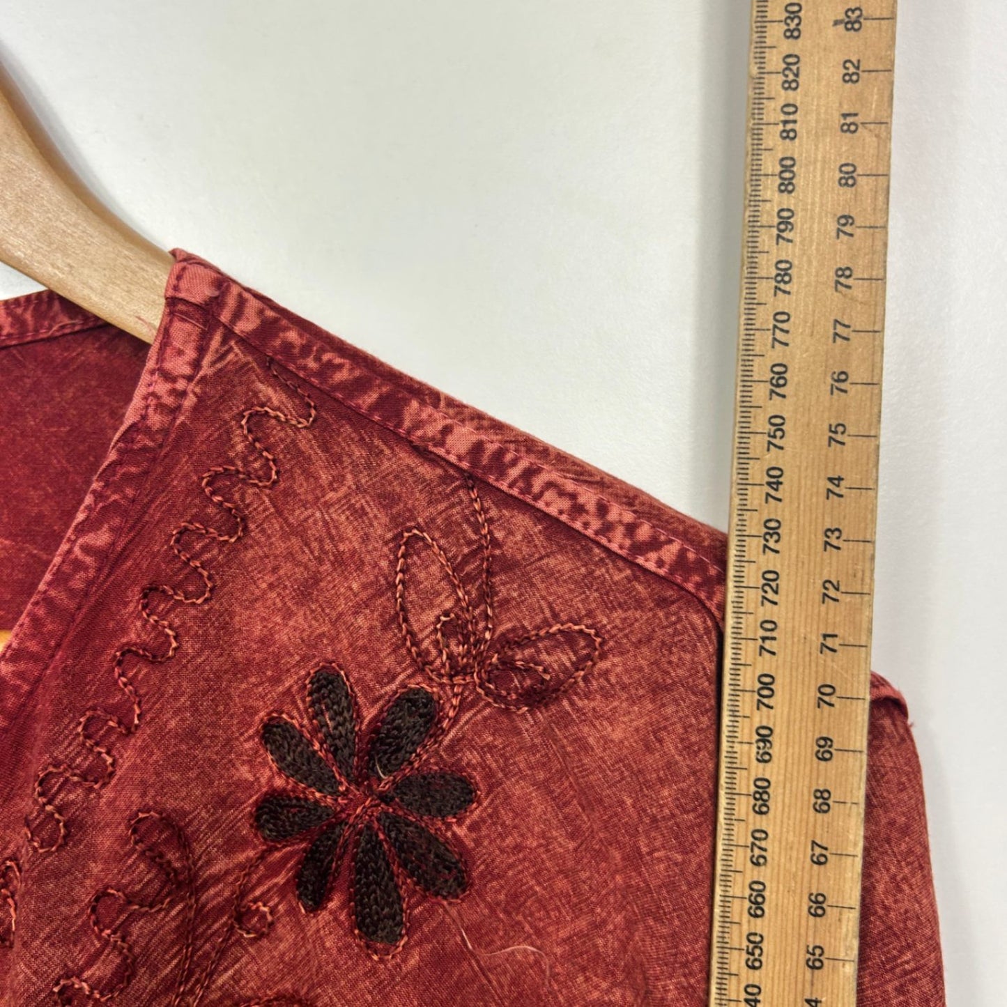 Boho Top Size 22 24 Orange Rust Hippie Embroidered Peasant