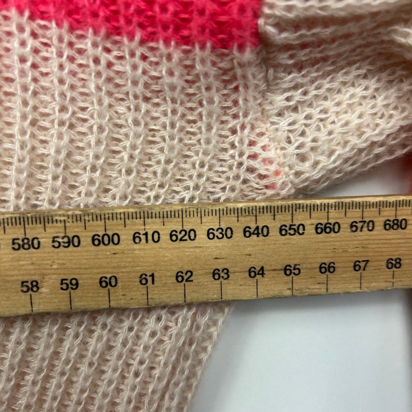 Striped Cardigan Size 14 16 Large Button Up Balloon Sleeved Knit Jumper V Neck