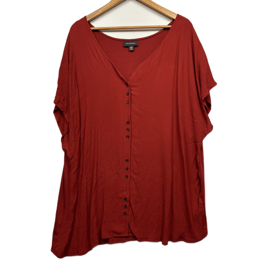 Autograph Top Size 24 Red Short Sleeve Casual Button Up