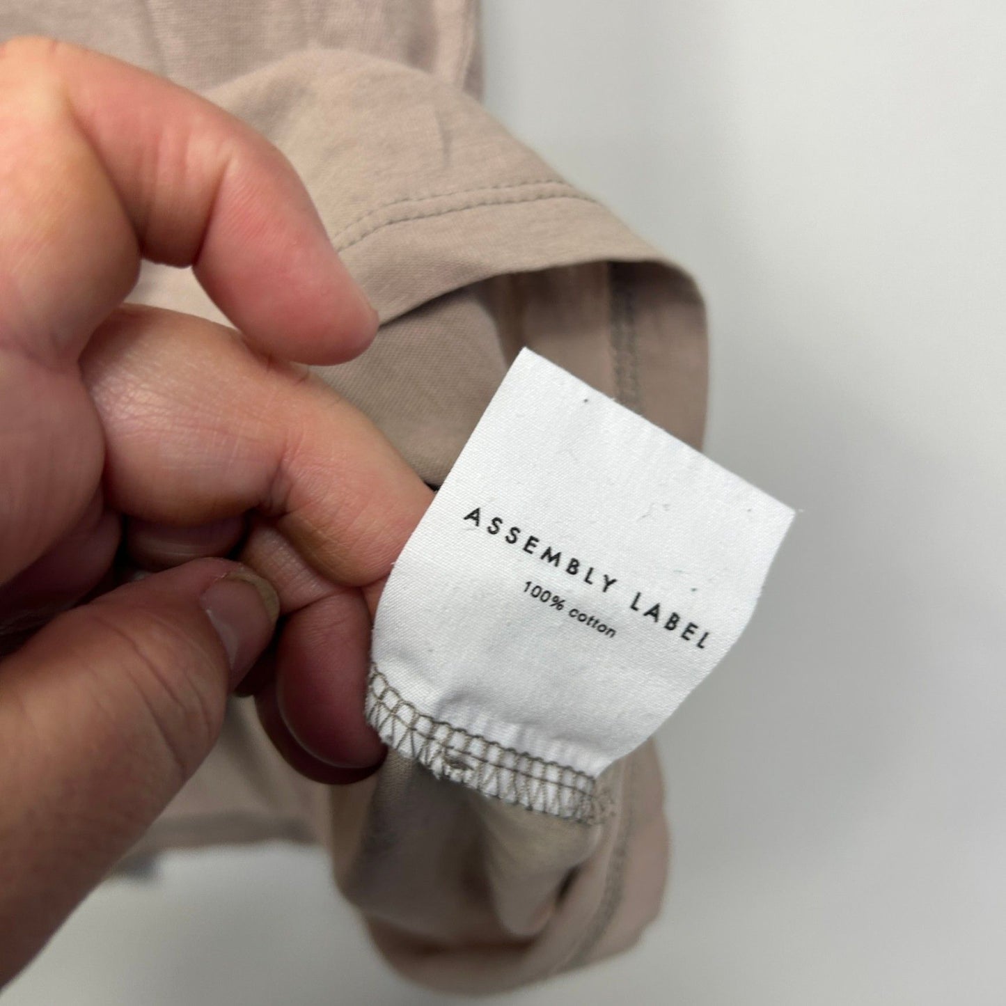 Assembly Label T-Shirt Size 14 Brown Short Sleeve 100% Cotton Logo Spellout