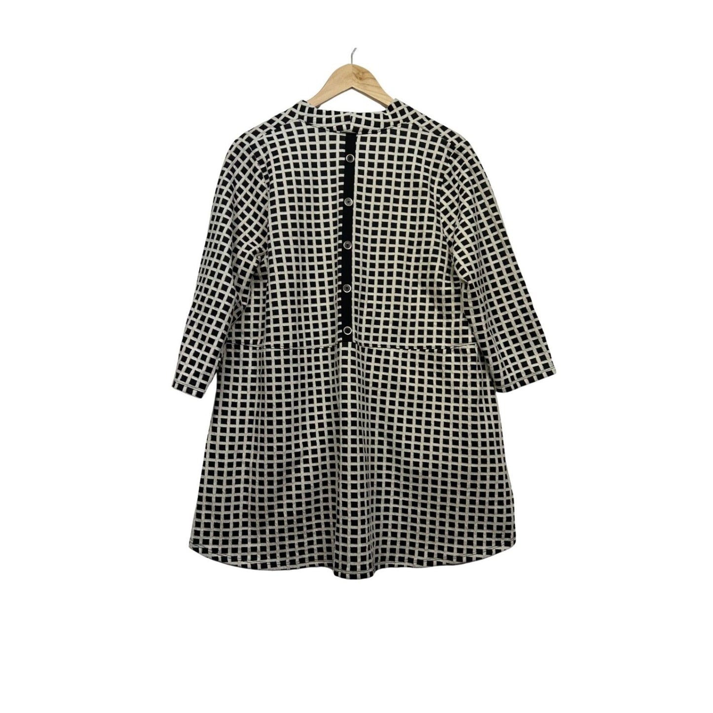Taking Shape Tunic Top Size 16 Black Beige Check