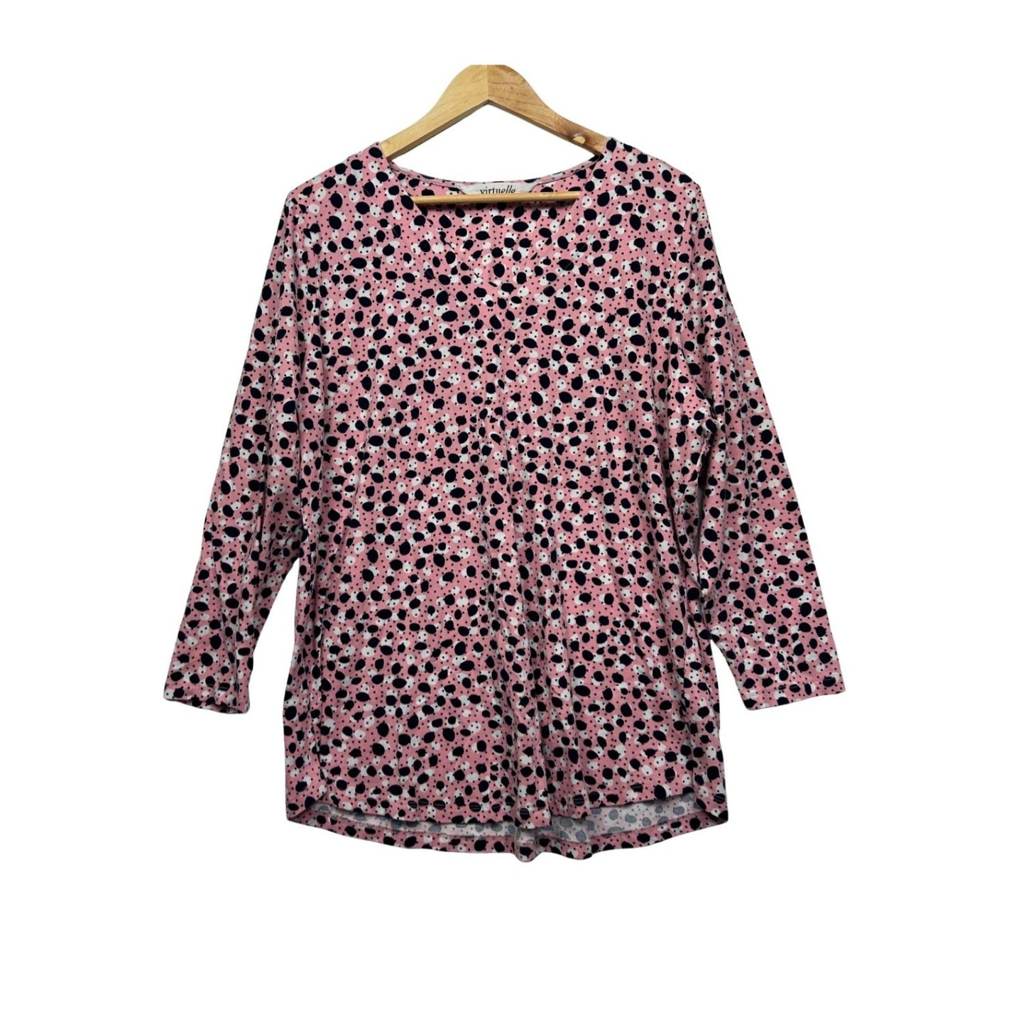 Virtuelle Long Sleeve Top Size 16 Plus Small Pink Black