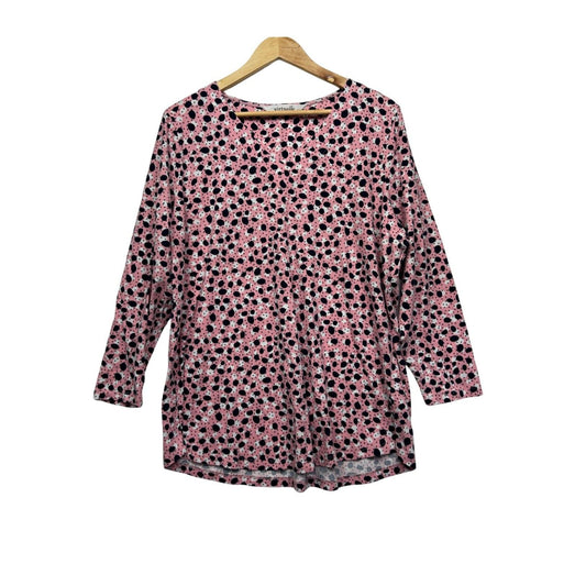Virtuelle Long Sleeve Top Size 16 Plus Small Pink Black