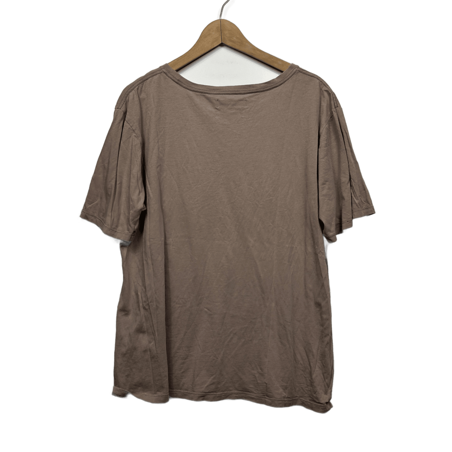 Assembly Label T-Shirt Size 14 Brown Short Sleeve 100% Cotton Logo Spellout