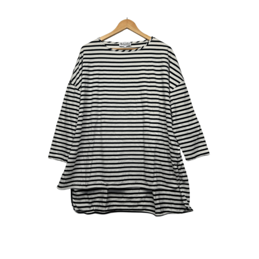 Bohemian Traders Top Tshirt Size 14 16 Large Blue White Striped Long Sleeve