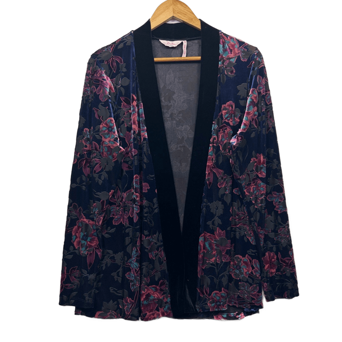 Millers Velvet Top Jacket Size 14 Black Floral Multicoloured Long Sleeve Boho