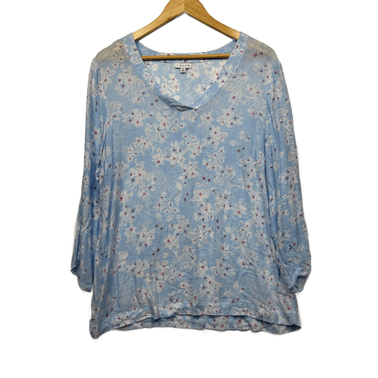 W Lane Top Size 16 Long Sleeve Blue Floral