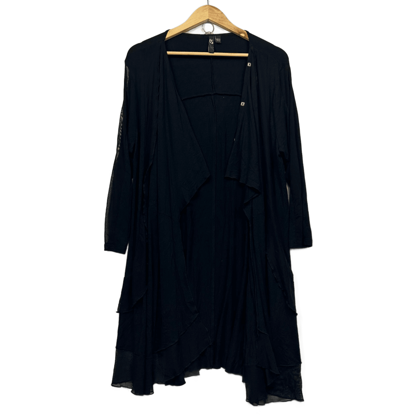 Taking Shape Jacket Top Cardigan Size 20 Black Long Sleeve Waterfall Open Front