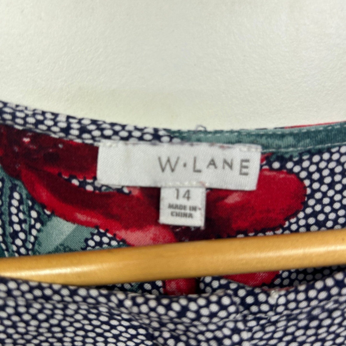 W Lane Long Sleeve Blouse Size 14 Floral Red Navy