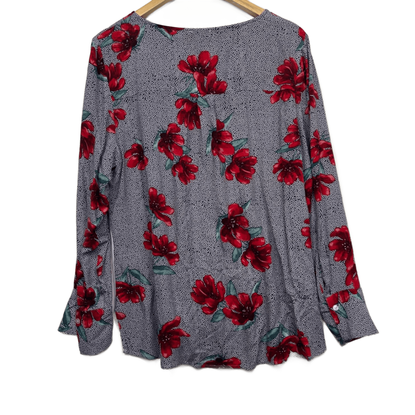 W Lane Long Sleeve Blouse Size 14 Floral Red Navy