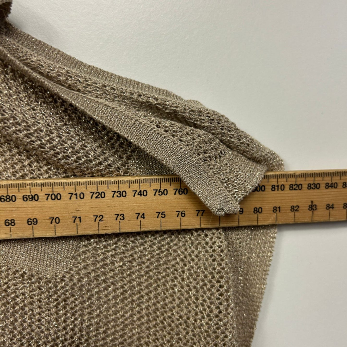 Taking Shape Beige Knit Top Size 18 Asymmetric Hem Sheer Top Layer