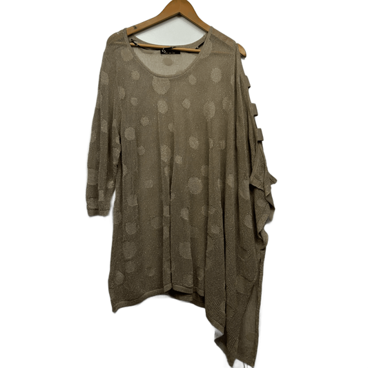 Taking Shape Beige Knit Top Size 18 Asymmetric Hem Sheer Top Layer