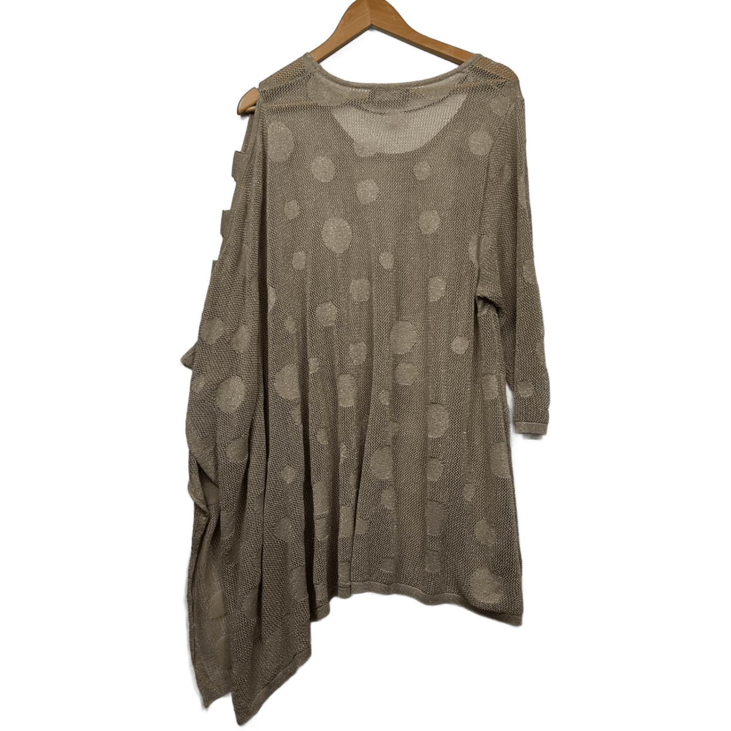 Taking Shape Beige Knit Top Size 18 Asymmetric Hem Sheer Top Layer