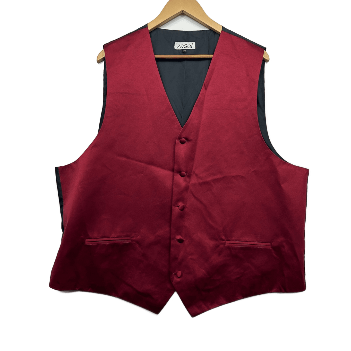 Zasel Mens Waistcoat Size 3XL Red Satin
