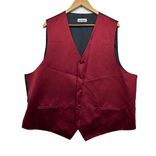 Zasel Mens Waistcoat Size 3XL Red Satin