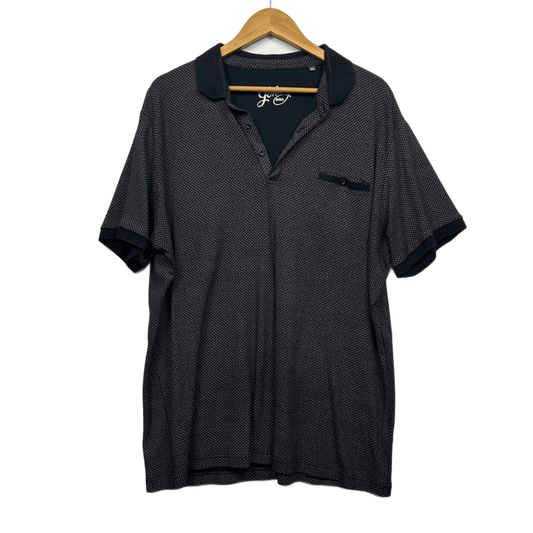 Johnny Bigg Black Collared Short Sleeve Cotton Polo Men Casual Shirt Size 3XL