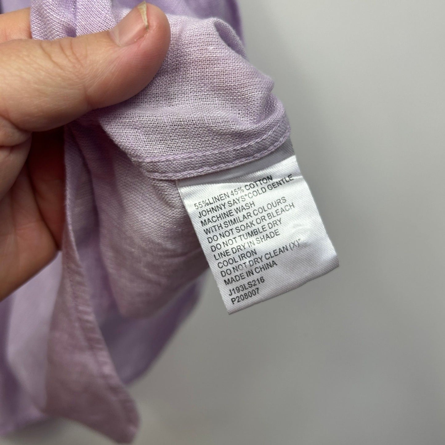 Johnny Bigg Men's Size 2XL Lilac Long Sleeve Button-Up Shirt Linen Blend