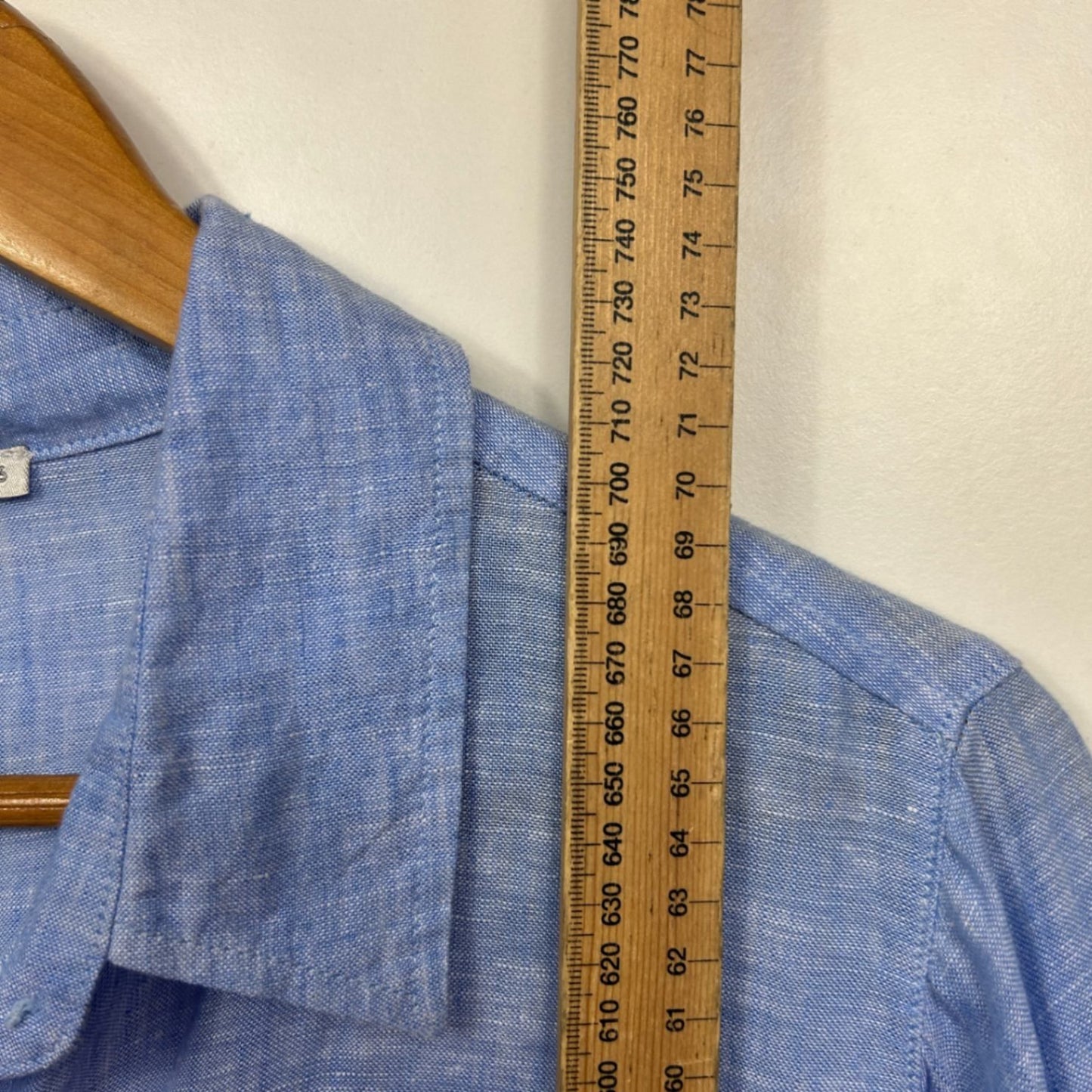 Target Linen Shirt Top Size 16 Blue Button Up Roll Tab Sleeve
