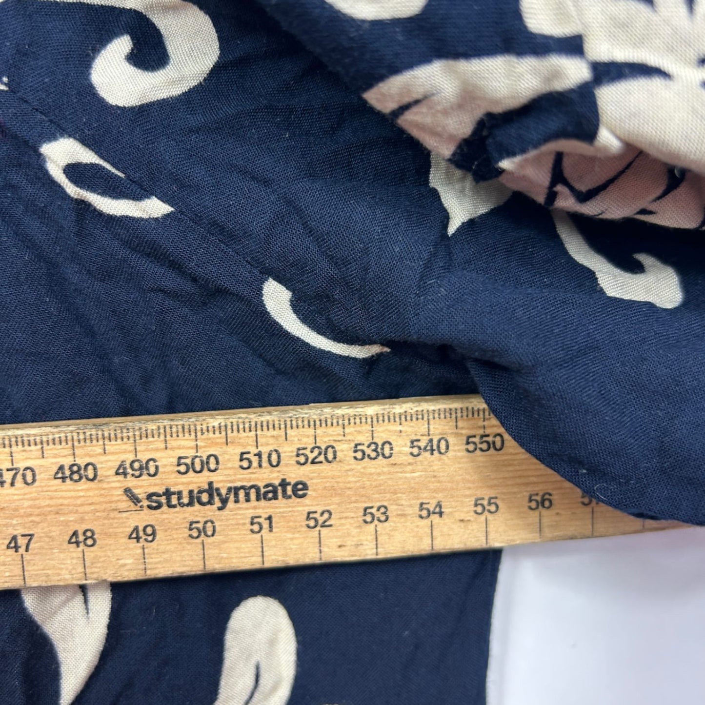 Navy Floral Rayon Long Sleeve Short Length Tunic Dress Size 14 Large