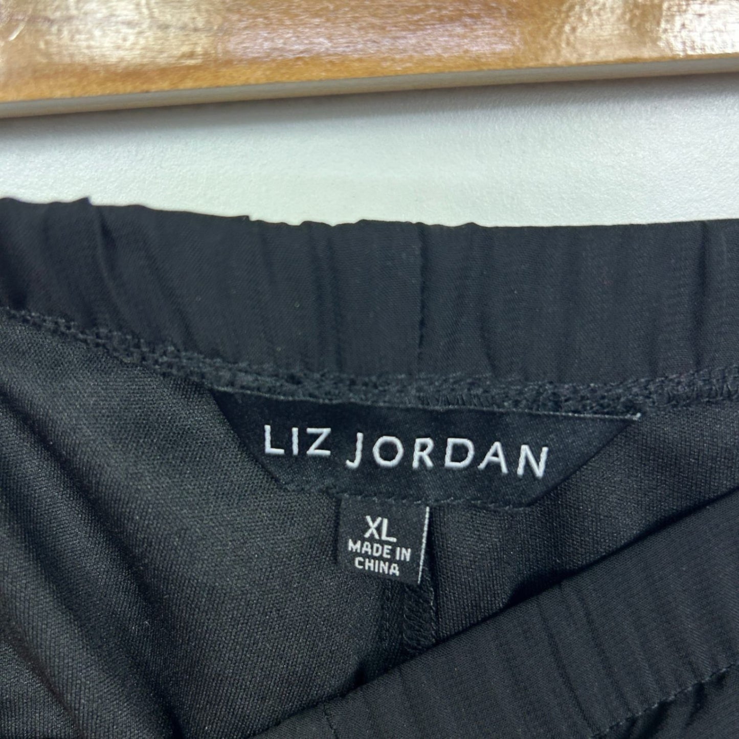 Liz Jordan Black Wide Leg Sheer Overlay Pants Trousers Size XL Evening