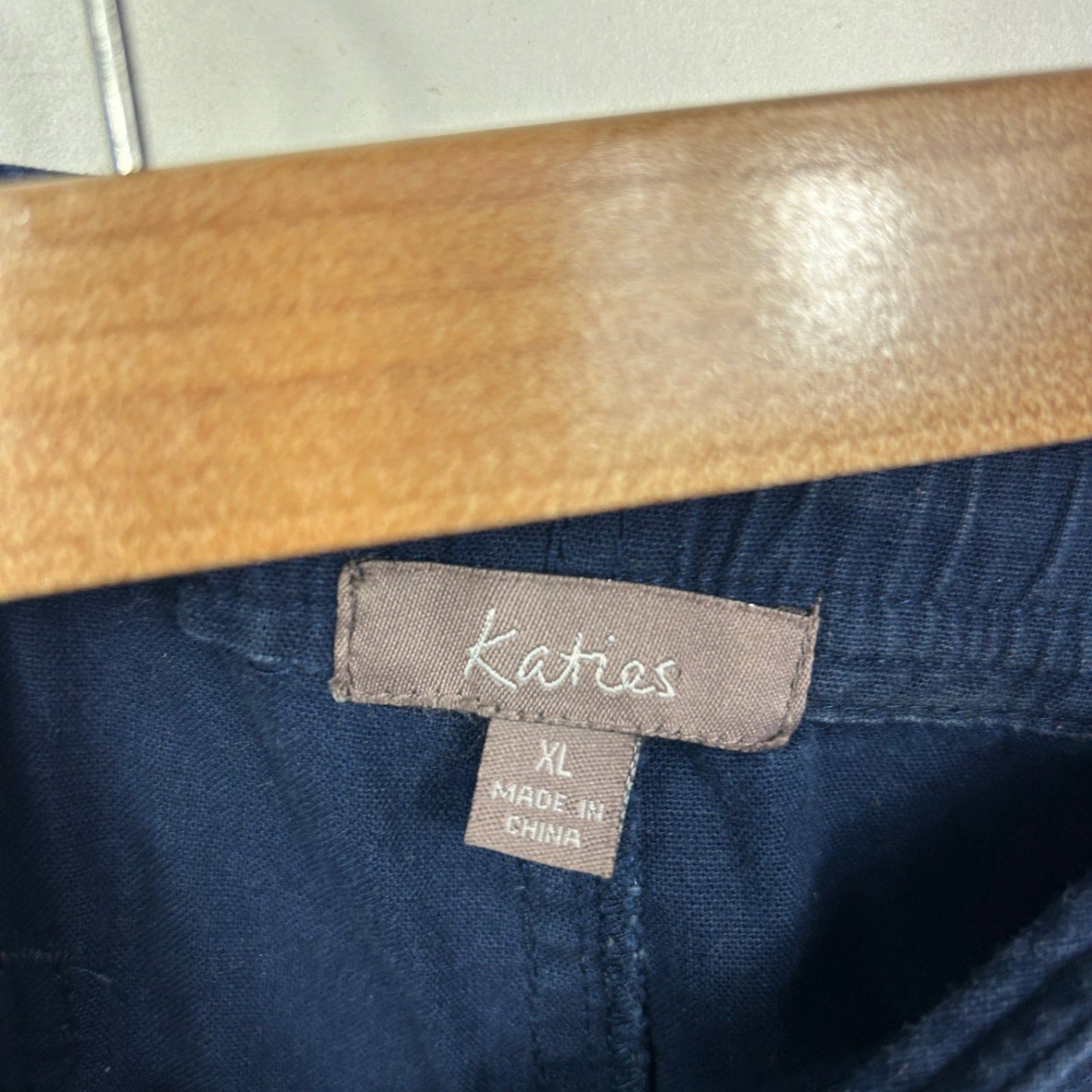 Katies Blue Cropped Capri Pants Size 16 XL Cotton Blend Pockets